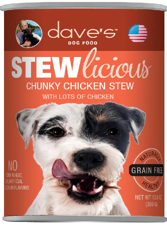 Gravity-fed pet fountain-Dave's Stewlicious Chunky Chicken Stew Canned Dog Food