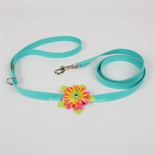 Small pet grooming tool-Susan Lanci Island Flower Collection Ultrasuede 1/2" Leash in Many Colors