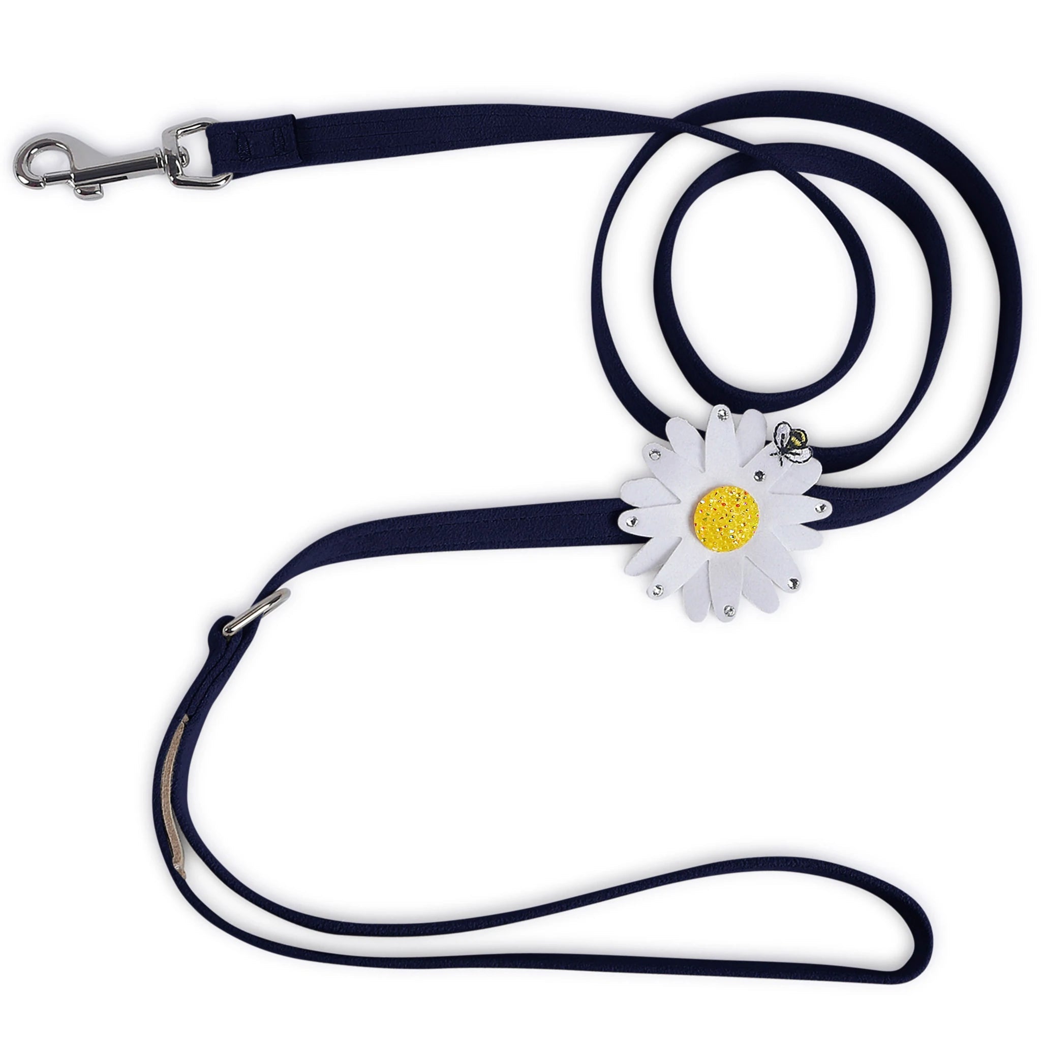 Mesh pet travel crate-Susan Lanci Large Daisy with AB Crystal Ultrasuede Dog Leashes - Many Colors