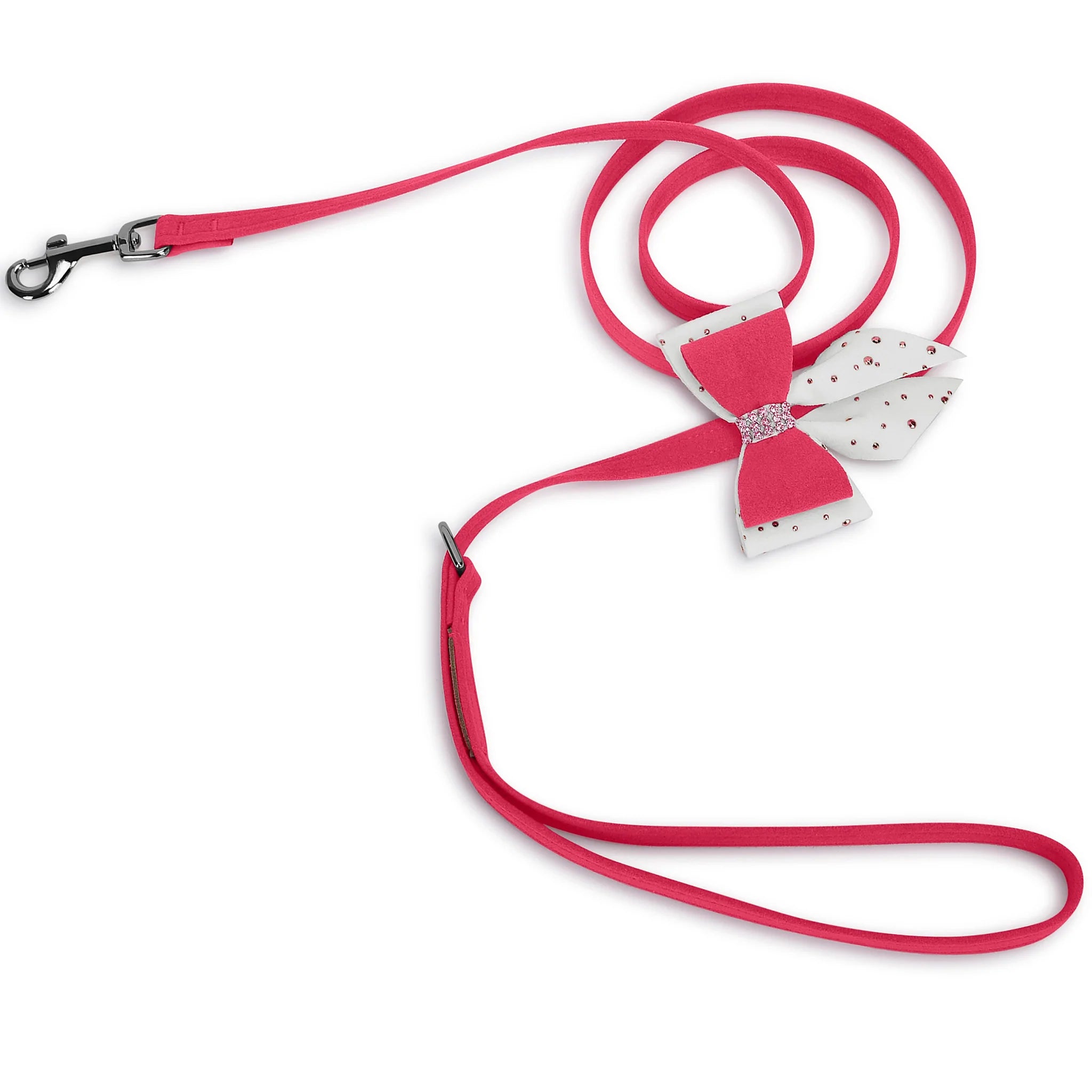 Puppy training treat pouch-Susan Lanci Pink is Love Double Tail Bow Leash