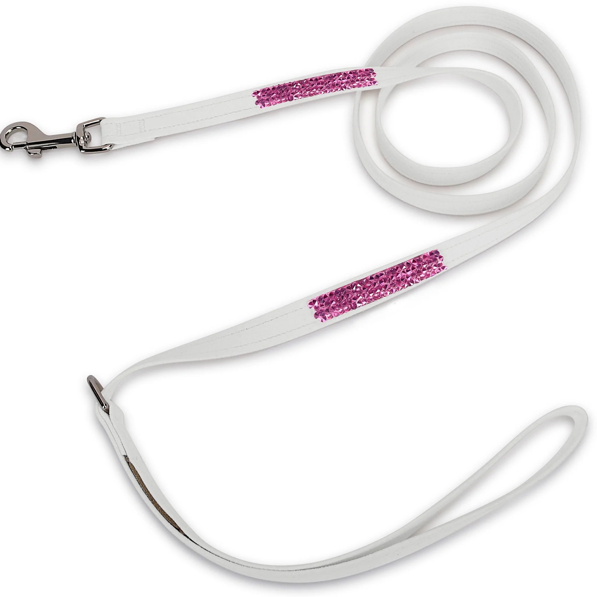 Portable pet deshedding tool-Susan Lanci Pink is Love Pink Crystal Rocks Leash