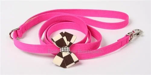 Silent pet fountain pump-Susan Lanci Windsor Check Nouveau Bow Collection Leash- Many Colors