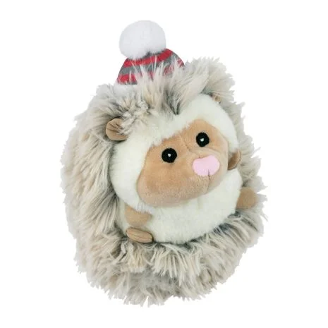 Small pet tunnel cage-Tall Tails Real Feel Fluffy Holiday Hedgehog with Squeaker Dog Toy