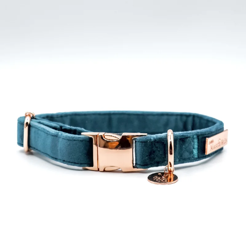 Reflective pet leash small-Maggie and Co. Velvet Collection: "The Peacock" Collar