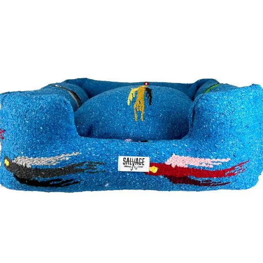 Dual-sided pet grooming tool-Thunderbird Bumper Bed- Blue