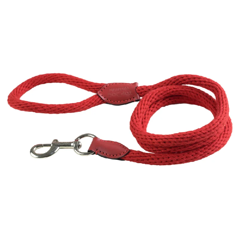 Gentle pet grooming wipes-TopDog Premium Cotton Rope Leash for Dogs (Red)