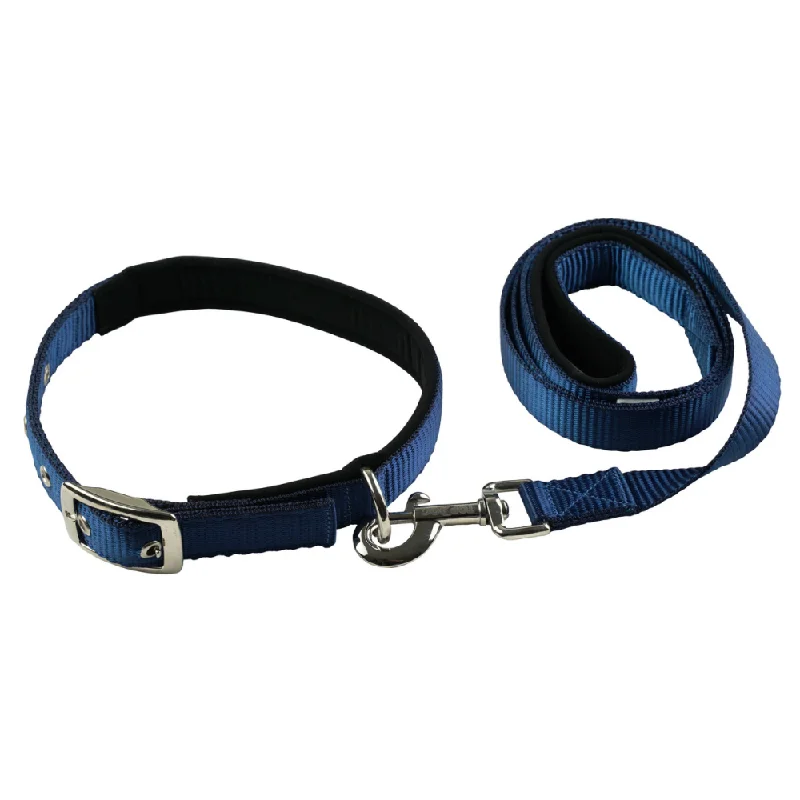 Car pet safety harness-TopDog Premium Nylon Collar and Leash Set for Dogs (Blue)