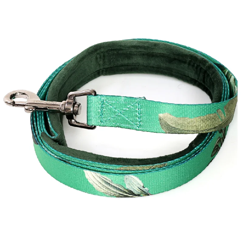 Custom pet water bowl-TopDog Premium Leaves Printed Nylon Leash for Dogs (Green)