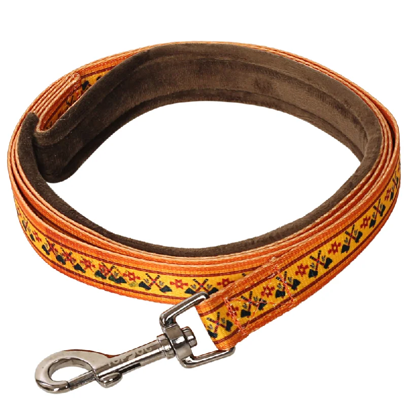 Double-sided pet brush-TopDog Premium Tribal Printed Nylon Leash for Dogs (Mustard)