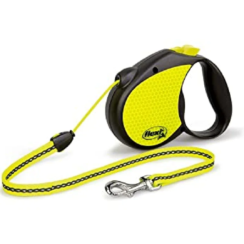 Knotted rope dog toy-Trixie Flexi New Neon Retractable Leash for Dogs and Cats (Yellow)