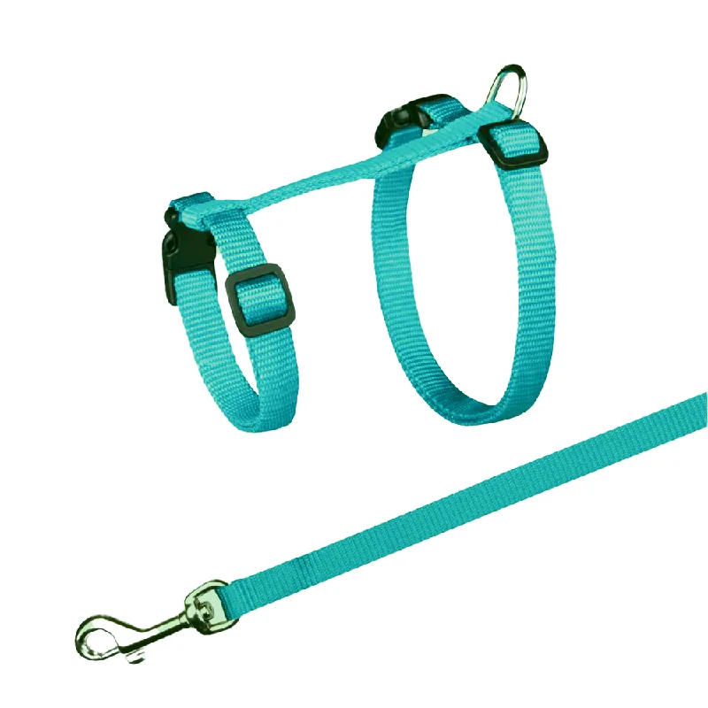 Elevated cat feeding bowl-Trixie Harness with Leash for Cats & Kittens (Turquoise)