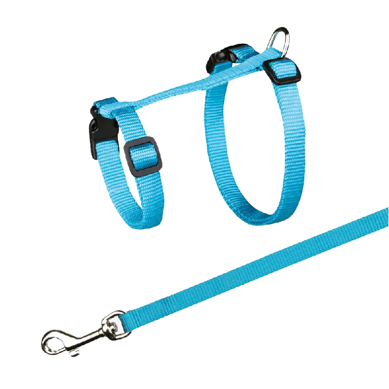 Expandable pet safety gate-Trixie Harness with Leash for Cats & Kittens (Blue)