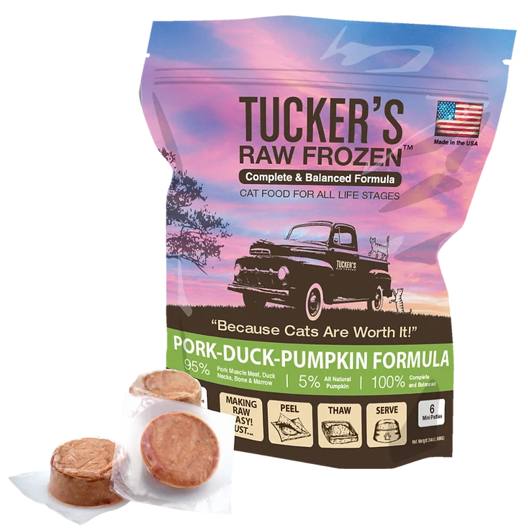 Recycled material pet toy-Tucker's Pork-Duck-Pumpkin Raw Frozen Cat Food