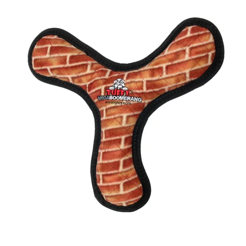 Sustainable pet collar-Tuffy® Mega Boomerang Brick Dog Toy (Brick Print)