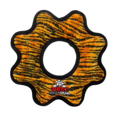 Adjustable bird play perch-Tuffy® Mega Gear Ring Tiger Dog Toy (Tiger Print)