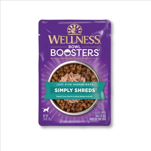 Non-slip pet water mat-Wellness Bowl Boosters Simply Shreds Tuna, Beef & Carrots Wet Dog Food (2.8 oz)