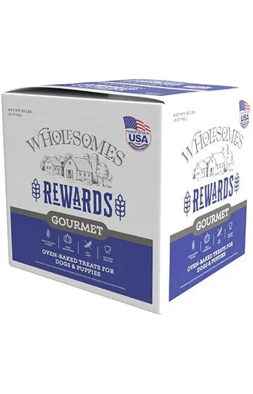 Wide pet food bowl-Wholesomes REWARDS Gourmet Dog Treats 20lb Box