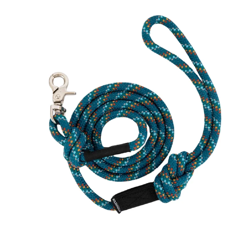 Small pet chew block-Wilderdog Quick Clip Leash Pacific Blue Reflective 5'