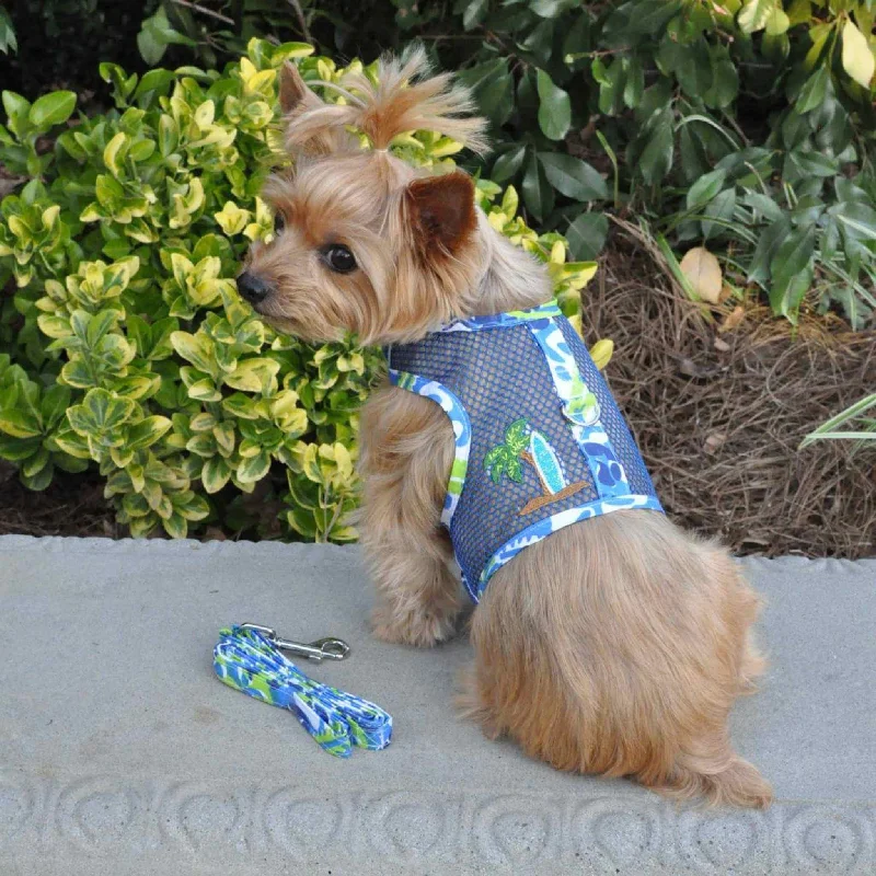 Stitched pet collar durable-Cool Mesh Dog Harness - Surfboard Blue and Green