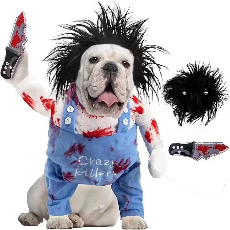 Travel pet food canister-Crazy Horror Chucky Halloween Dog Costume