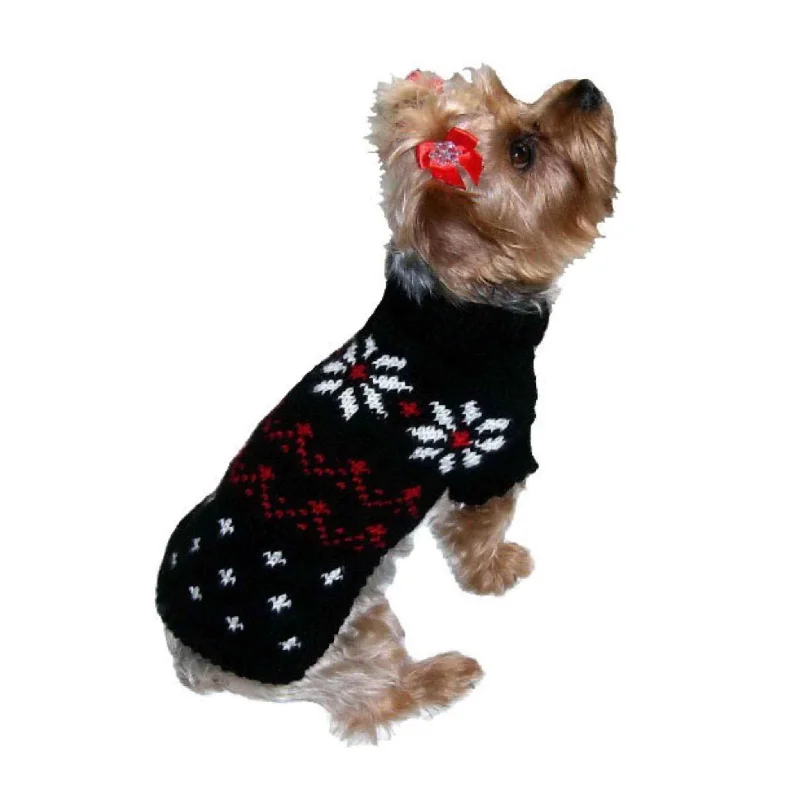 Chamomile pet ear wash-Dallas Dogs Black Fair Isle Snowflake Dog Sweater