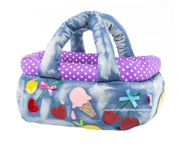 Stitched reflective collar-Fruits Ice Cream Basket Dog Carrier