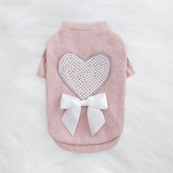 Electric pet warming mat-Pearl Heart Dog Sweater