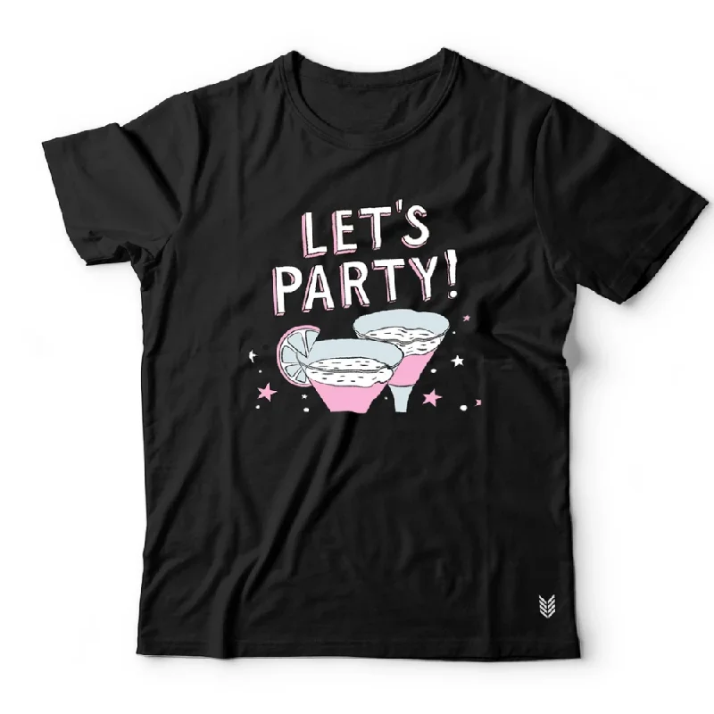 Cat scratching mat flat-Ruse "Let's Party" Printed Half Sleeves Unisex T Shirt for Dogs and Pet Parents (Black)