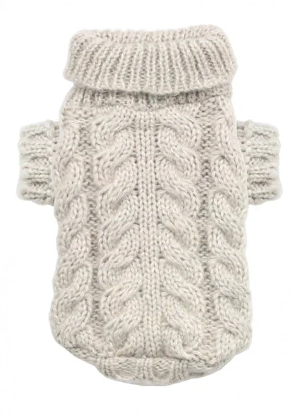 Leakproof pet water bottle-Sand Angora Cable Knit Sweater