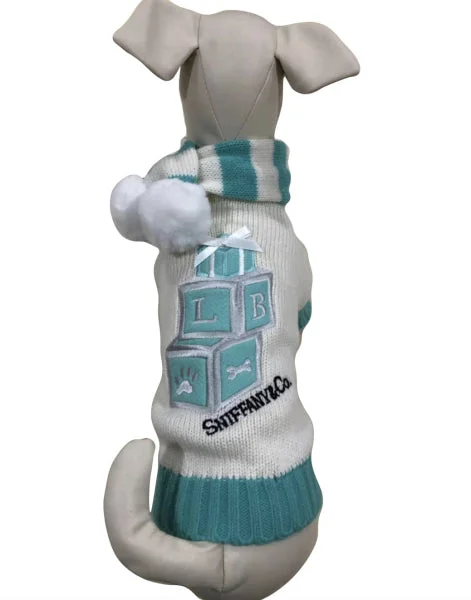 Interactive pet fetch toy-Sniffany Blocks Dog Sweater with Pompom Scarf