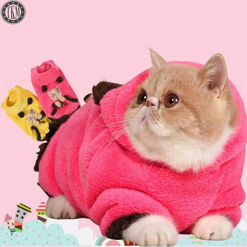 Heavy-duty pet kennel-TKM Cat Clothes Warmly Coral Velvet Festival Kit Cat Coat Puppy Dog Suit Clothing Outdoor Party Clothes For Cat TMPC011